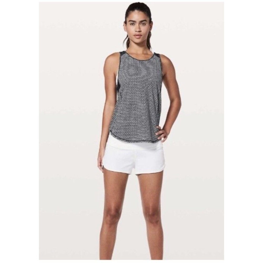Lululemon Sculpt II Tank Top Active Mesh Back Womens Sz 4 (est) Black White EUC